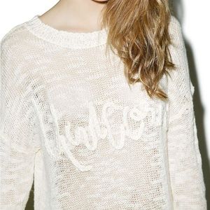 WILDFOX Couture Unicorn Dream Carlotta Open Back Distressed Sweater XSmall